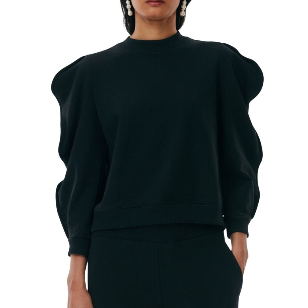 Tibi Scalloped Black Scallop Sweatshirt Size XS
